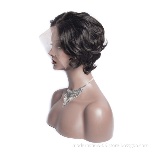 Factory Wholesale Price Pixie Cut T Part Lace Frontal Wig 150% Human Hair Lace Frontal BOB Wigs Loose Wave Human Hair Wigs